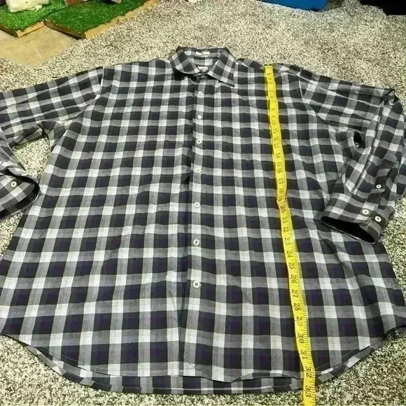 Peter Millar Button Up Long Sleeve Shirt Men XL 100% Cotton Purple Gray Plaid - Picture 2 of 9